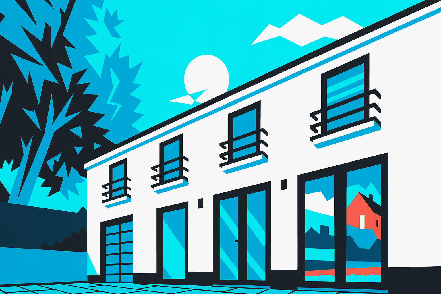 L'avant du bâtiment situé à Ixelles du centre multidisciplinaire pédopsychiatrique ElyPsy avec la cour devant